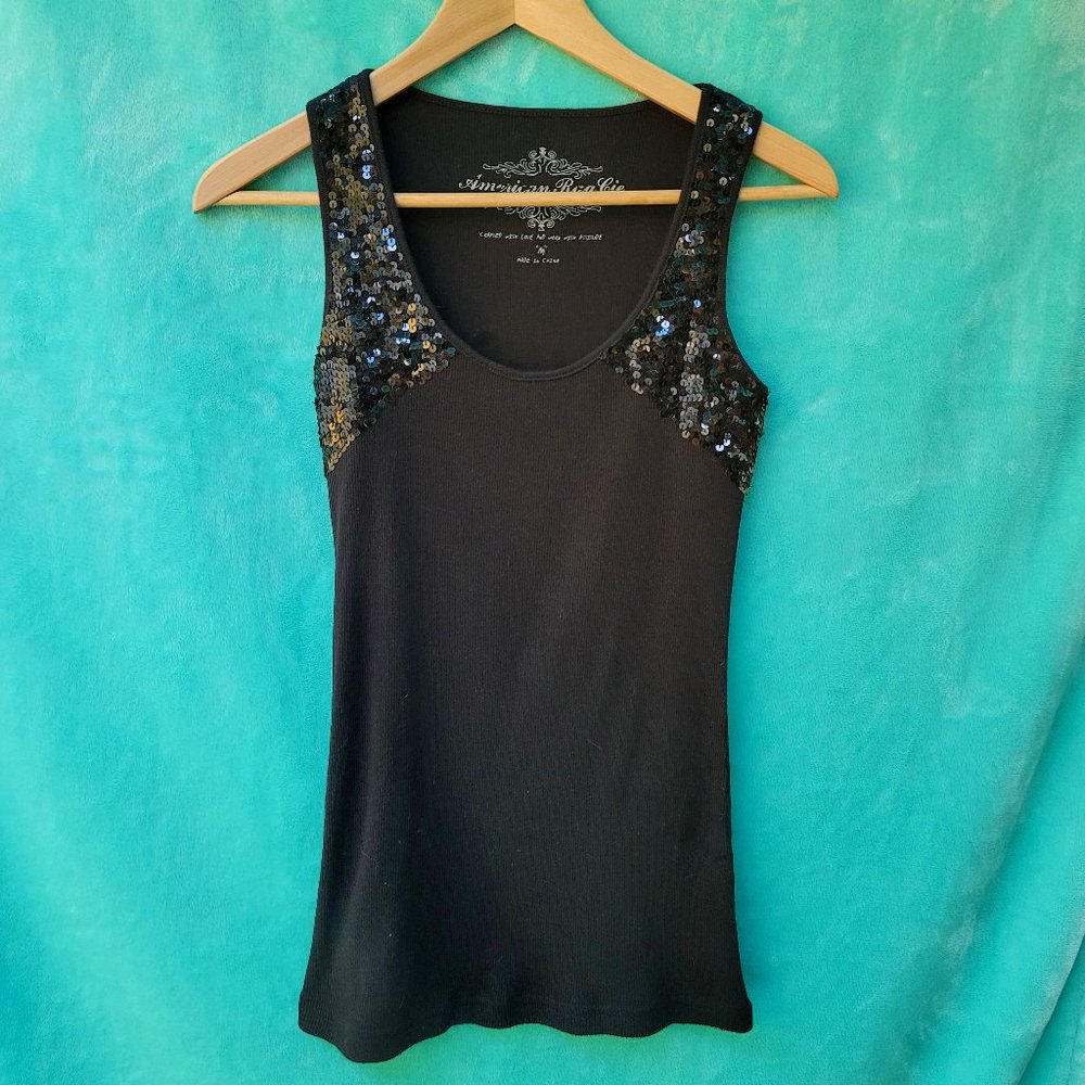 Sequence detailed American Rag black ribbed tank top size medium